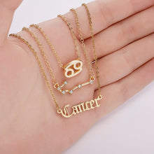 3Pcs/Set Zodiac Sign Pendant 12 Constellation Charm Gold Necklace