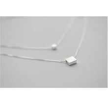 Silver 925 Double Layer Square Box Pendent Necklace