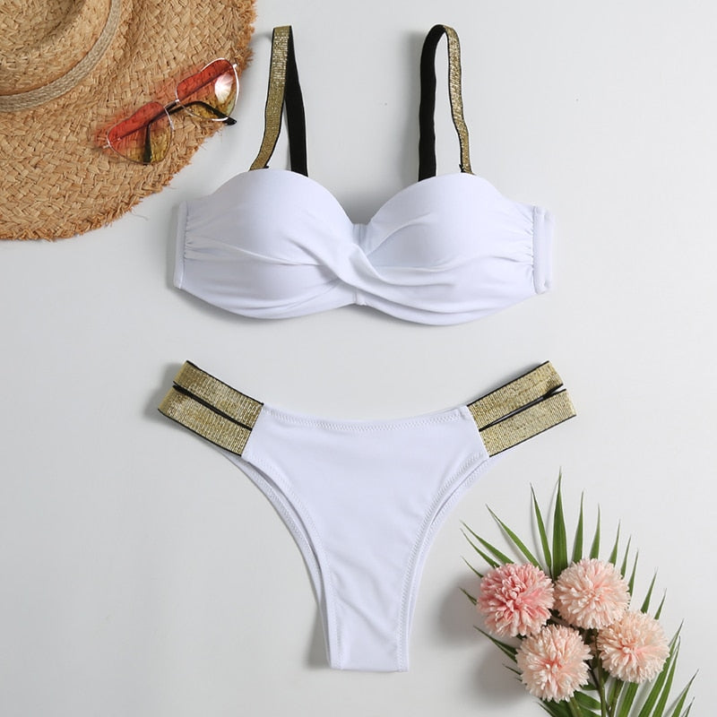 Vintage Retro Patchwork Brazilian Swimsuit