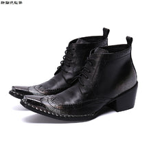 Italian Steel Pointed Toe Western Styles Double Buckle Strap Boots