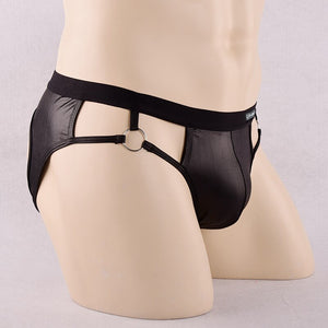 Faux Leather  Black Jockstrap