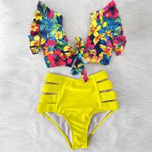 High Waist Ruffled Floral Bathing Suit