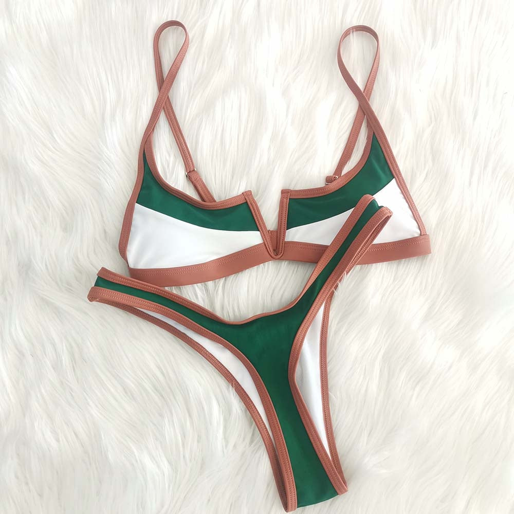 Vintage Retro Patchwork Brazilian Swimsuit