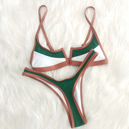 Vintage Retro Patchwork Brazilian Swimsuit