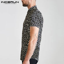 INCERUN Short Sleeve Leopard Print Shirt