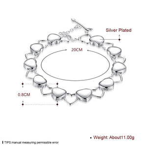 925 Sterling Silver Full Heart Bracelet