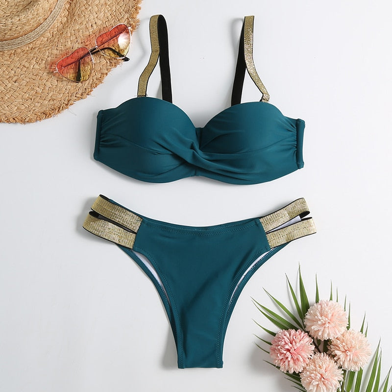 Vintage Retro Patchwork Brazilian Swimsuit