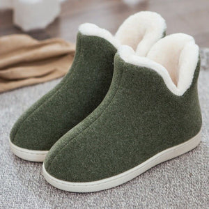 Thick Warm High Tube Non-Slip Indoor Cotton Plush Slippers