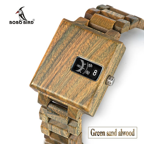 BOBO BIRD Ebony Wooden Delicate Square Timepiece