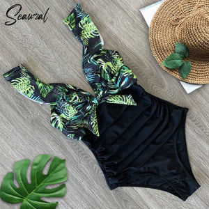 Ruffled One Piece Off The Shoulder Swimwear