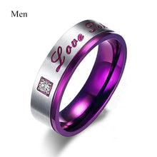 Heart Shaped Natural Purple Crystal Stainless Steel Ring Set