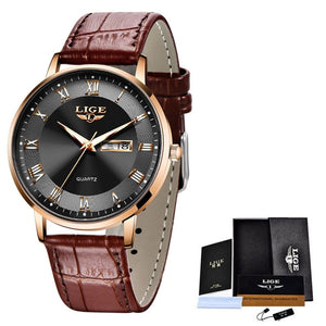 LIGE Ultra-Thin Stainless Steel Wristwatch