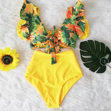 High Waist Ruffled Floral Bathing Suit