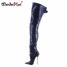 16cm Ultra Thin Metal Extreme High Heel Matt Leather Over Knee Boots