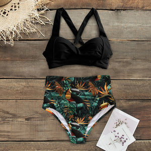 High Waist Floral Bottom Two-piece Swimsuit