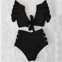 High Waist Ruffled Floral Bathing Suit