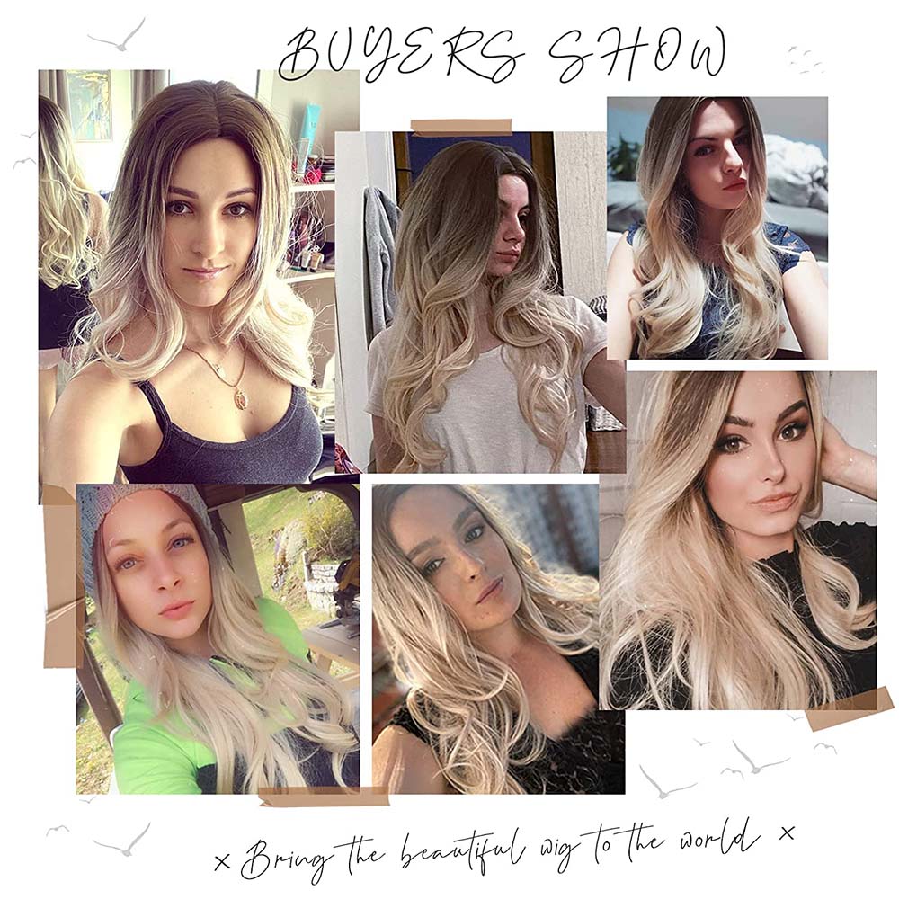 Blonde Platinum Long Wavy Middle Part Natural Heat Resistant Synthetic Wig