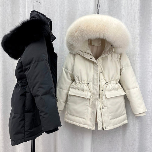 Cotton Padded Hooded Fur Parka