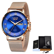 LIGE Ultra-Thin Stainless Steel Wristwatch