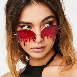 Rimless Trendy Tears Shaped Sunglasses