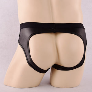 Faux Leather  Black Jockstrap