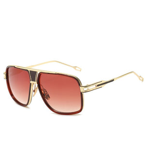 Retro Metal Gradient Square Frame Oversized Sunglasses