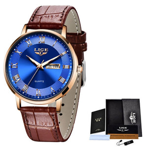 LIGE Ultra-Thin Stainless Steel Wristwatch