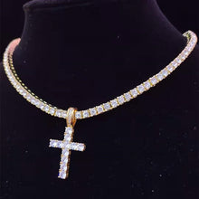 Cross Pendant on Cubic Zircon 4mm Necklace