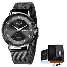 LIGE Ultra-Thin Stainless Steel Wristwatch