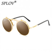 Vintage Flip Retro Round Metal Sun Glasses