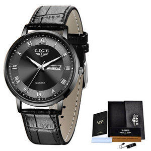 LIGE Ultra-Thin Stainless Steel Wristwatch