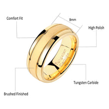 Golden Color 8mm Tungsten Carbide Frosted Band