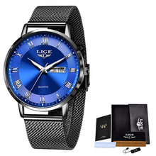 LIGE Ultra-Thin Stainless Steel Wristwatch