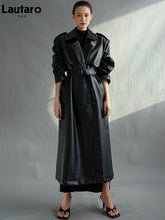 Extra Long Oversized Faux Leather Trench Coat