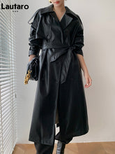 Long Oversized Faux Leather Trench Coat