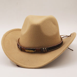 Wool Western Cowboy Hat With Leather Band