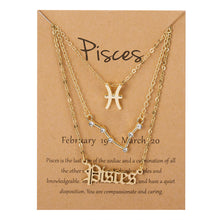 3Pcs/Set Zodiac Sign Pendant 12 Constellation Charm Gold Necklace