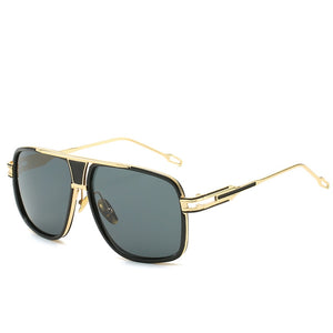 Retro Metal Gradient Square Frame Oversized Sunglasses