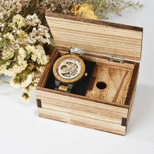 Bobo Bird Mechanical Wooden Luminous Wristwatch