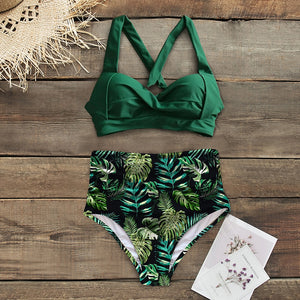 High Waist Floral Bottom Two-piece Swimsuit