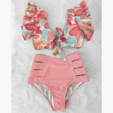 High Waist Ruffled Floral Bathing Suit