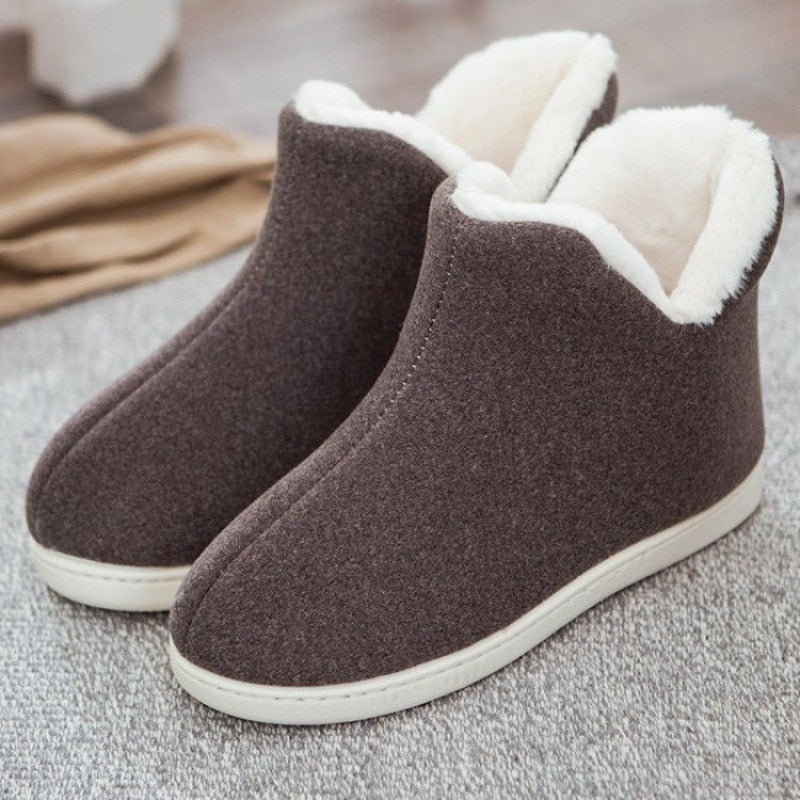 Thick Warm High Tube Non-Slip Indoor Cotton Plush Slippers