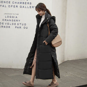 X-long Hooded Thick Down Cotton Winter Coat