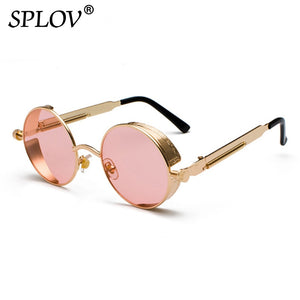 Retro Round Steam Punk Metal Frame Sunglasses