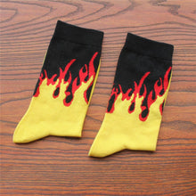 Cartoon Fire Yellow Black Designer Socks