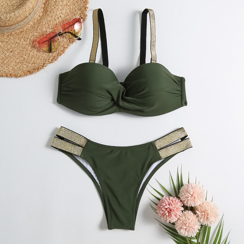 Vintage Retro Patchwork Brazilian Swimsuit