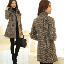 Wool Blend High Neck Plaid Slim Coat