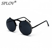 Vintage Flip Retro Round Metal Sun Glasses