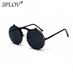 Vintage Flip Retro Round Metal Sun Glasses