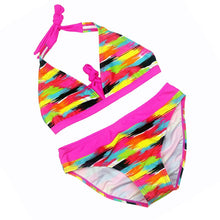 Close-fitting Elastic Stripped Split Two-piece Swimwear